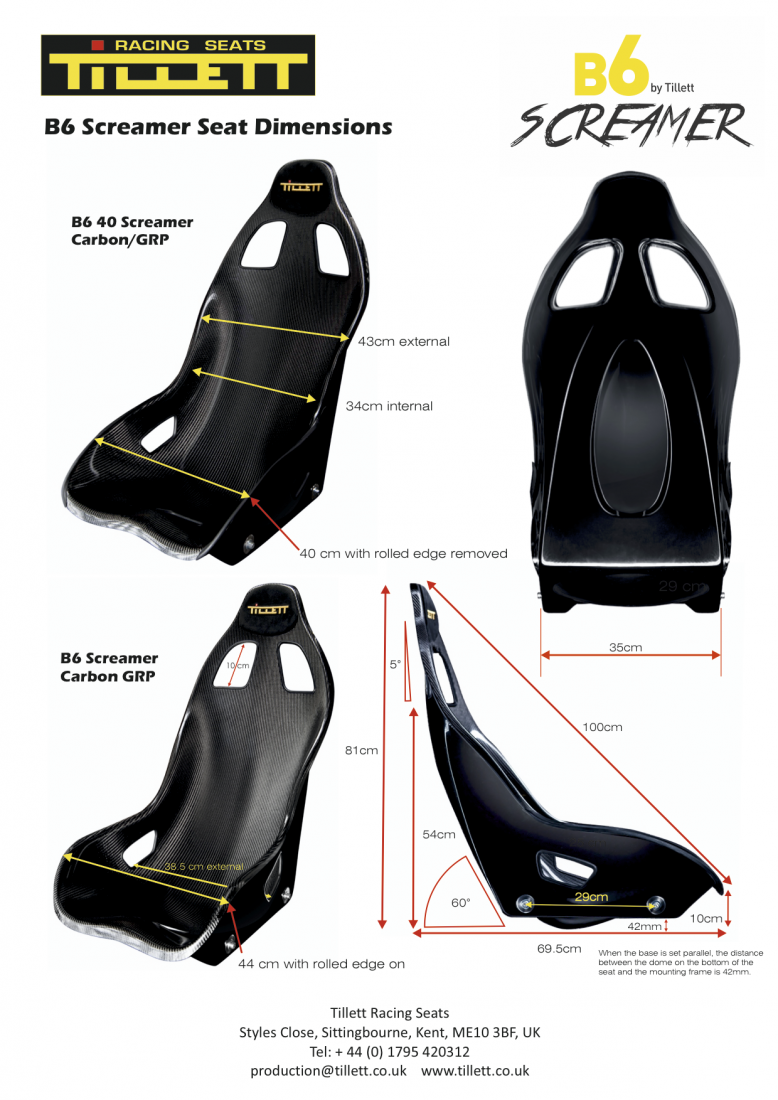 Tillett B6 Screamer Dimensions